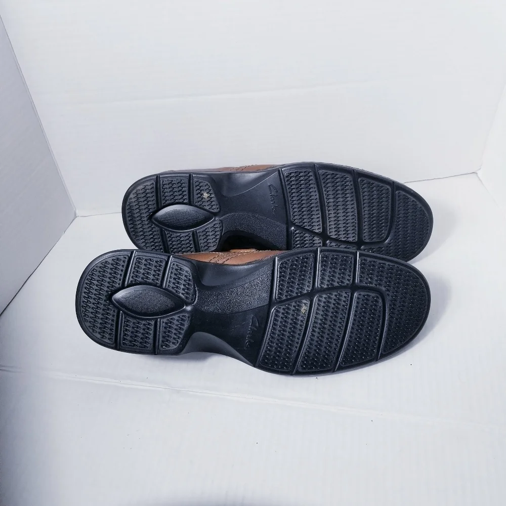 CLARKS COLLECTIONS MEN'S STEP LOAFER BROWN LEATHER SOFT CUSHION SIZE 10.5